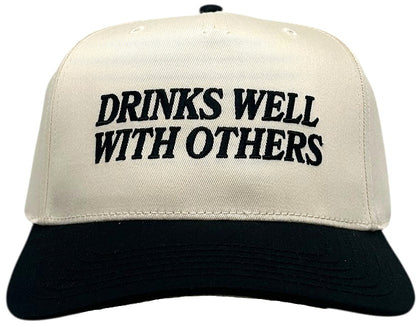 "Drinks Well With Others" Black Two Tone Five Panel Cap