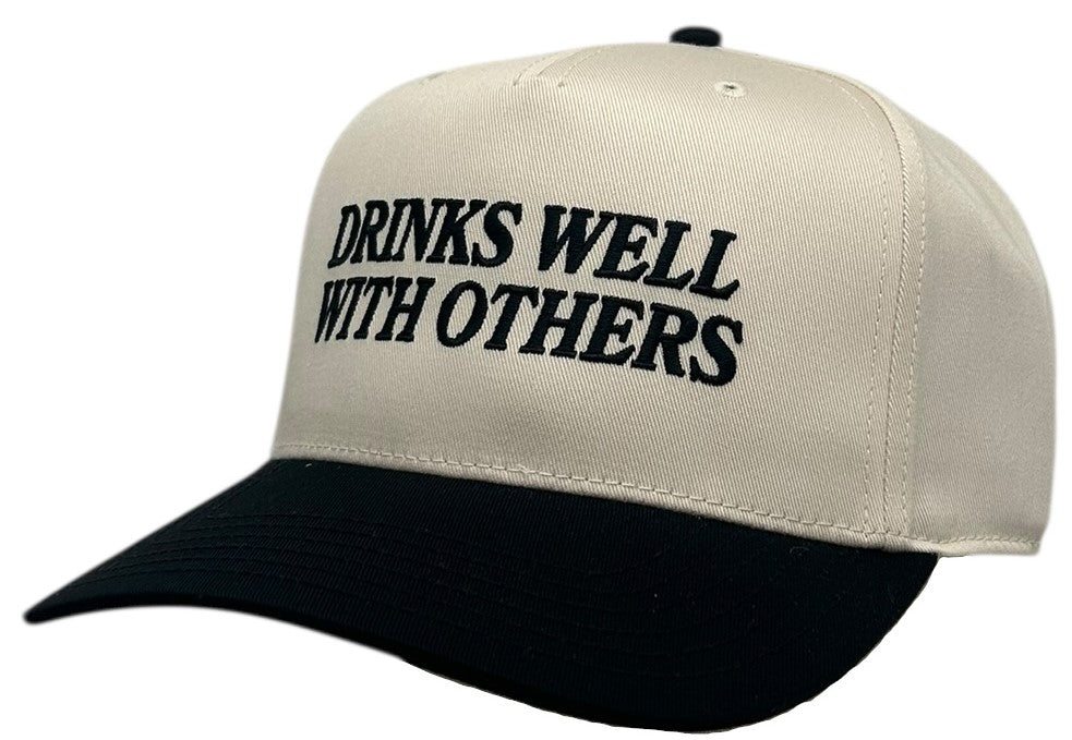 "Drinks Well With Others" Black Two Tone Five Panel Cap