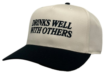 "Drinks Well With Others" Black Two Tone Five Panel Cap