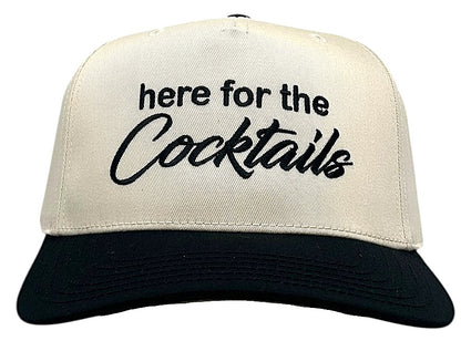 "Here for the Cocktails" Black Two Tone Five Panel Cap