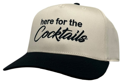 "Here for the Cocktails" Black Two Tone Five Panel Cap