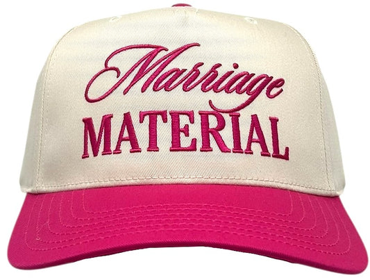 "Marriage Material" Hot pink Two Tone Five Panel Cap
