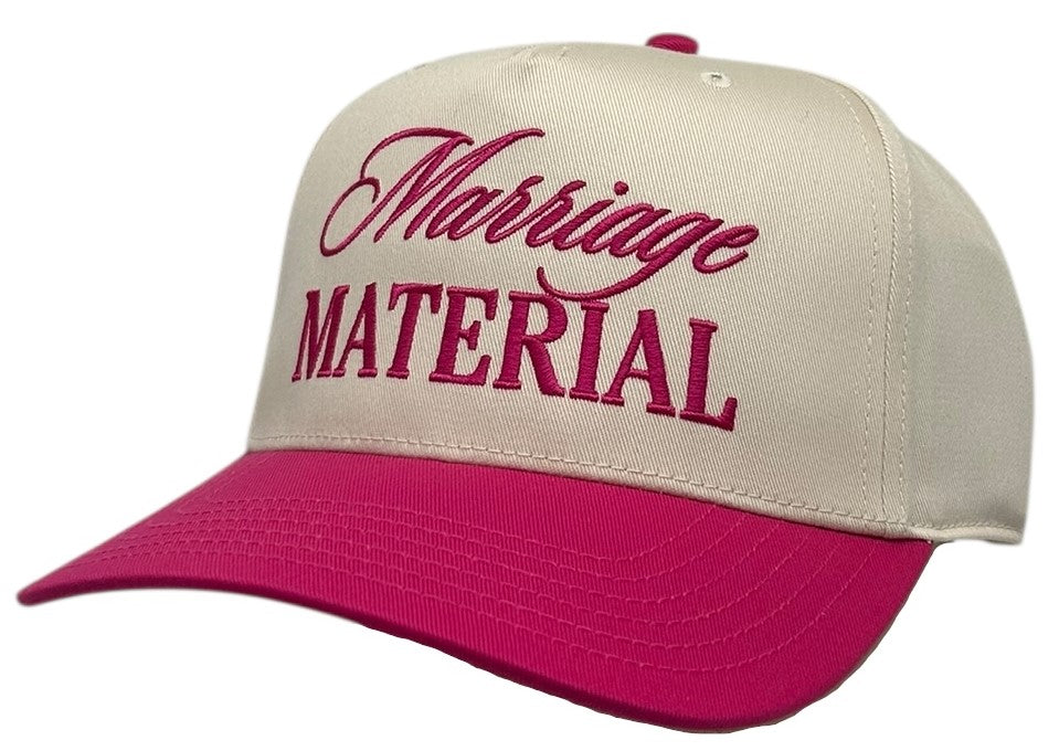 "Marriage Material" Hot pink Two Tone Five Panel Cap