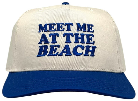 "Meet Me at the Beach" Royal blue Two Tone Five Panel Cap