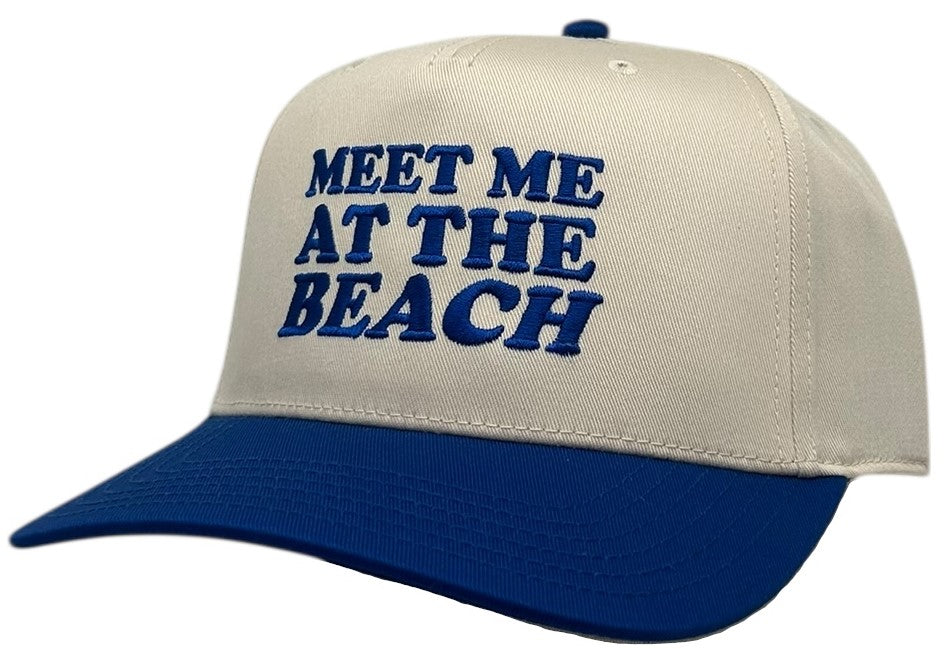 "Meet Me at the Beach" Royal blue Two Tone Five Panel Cap
