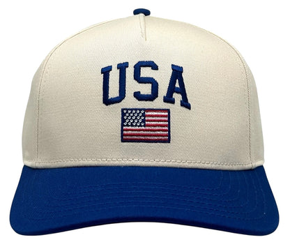 "USA American Flag" Royal blue Two Tone Five Panel Cap