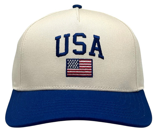 "USA American Flag" Royal blue Two Tone Five Panel Cap
