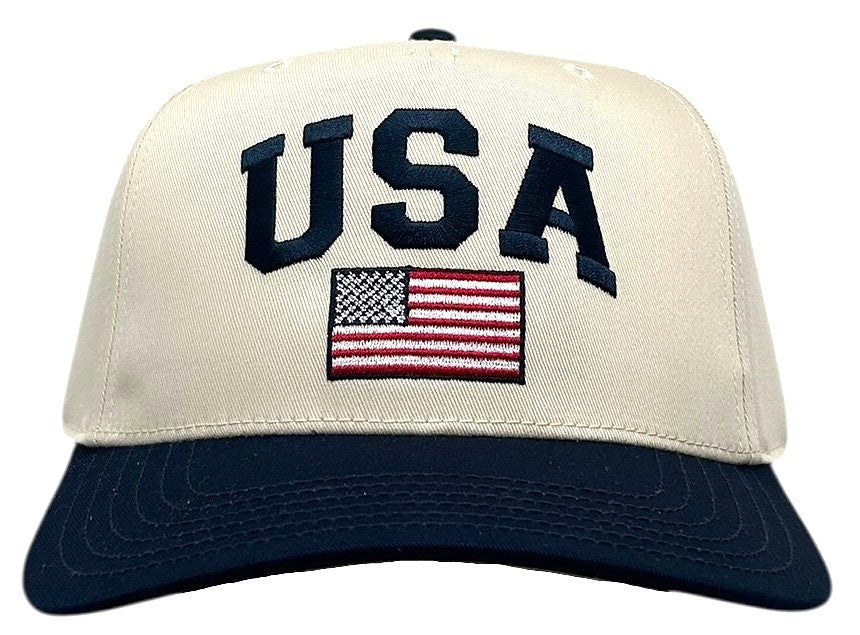 "USA American Flag" Navy blue Two Tone Five Panel Cap