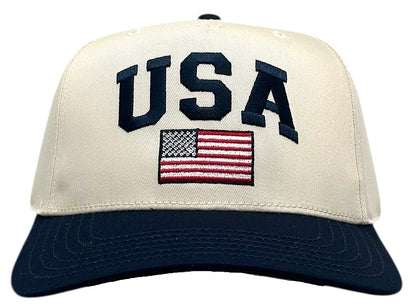 "USA American Flag" Navy blue Two Tone Five Panel Cap