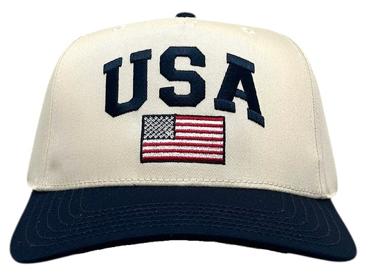 "USA American Flag" Navy blue Two Tone Five Panel Cap