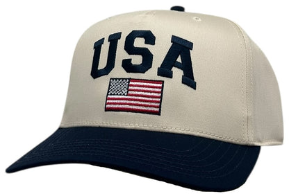 "USA American Flag" Navy blue Two Tone Five Panel Cap