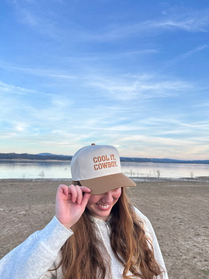 "Cool it Cowboy" Light brown Two Tone Five Panel Cap