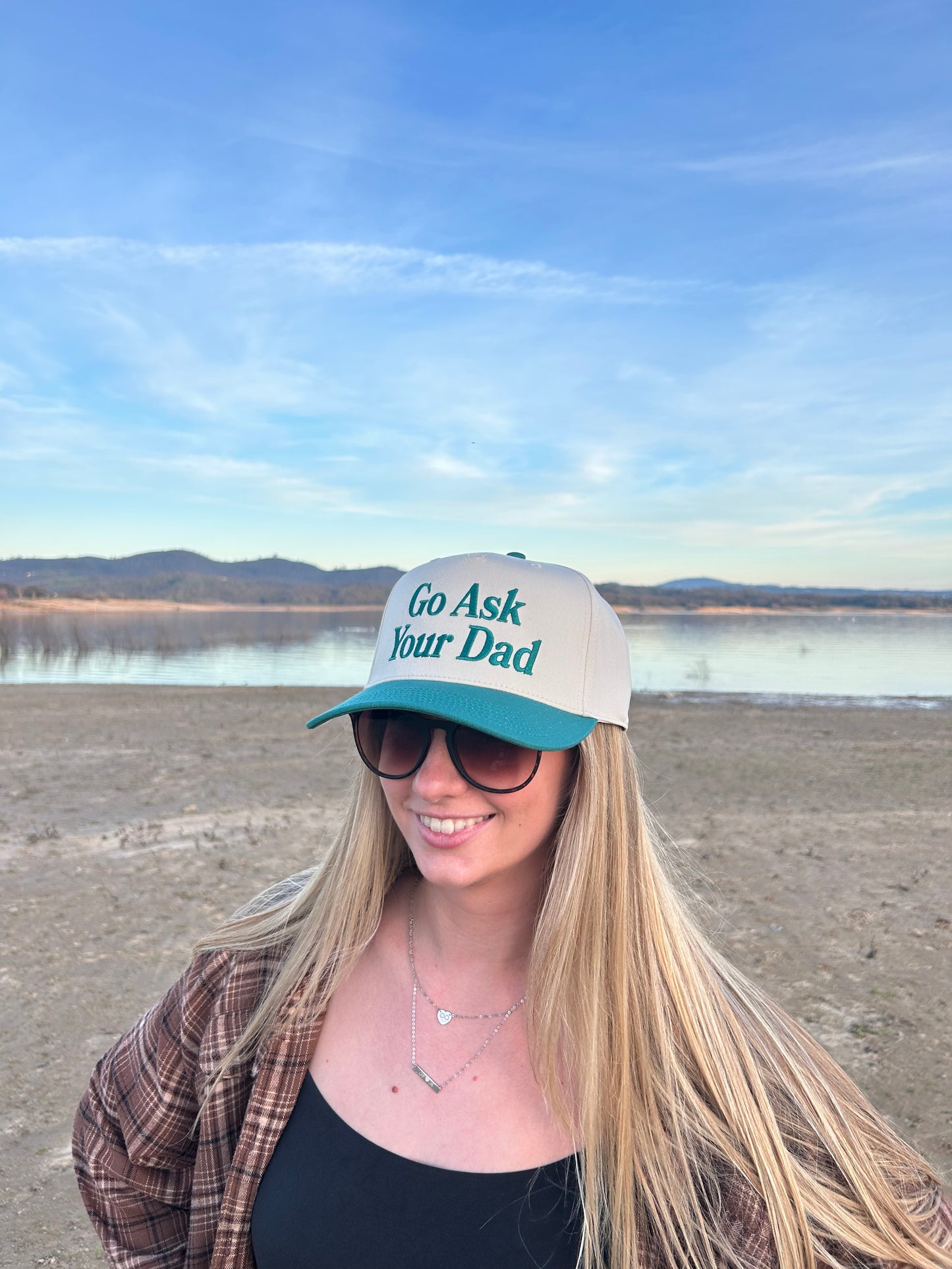 "Go Ask Your Dad" Teal Two Tone Five Panel Cap
