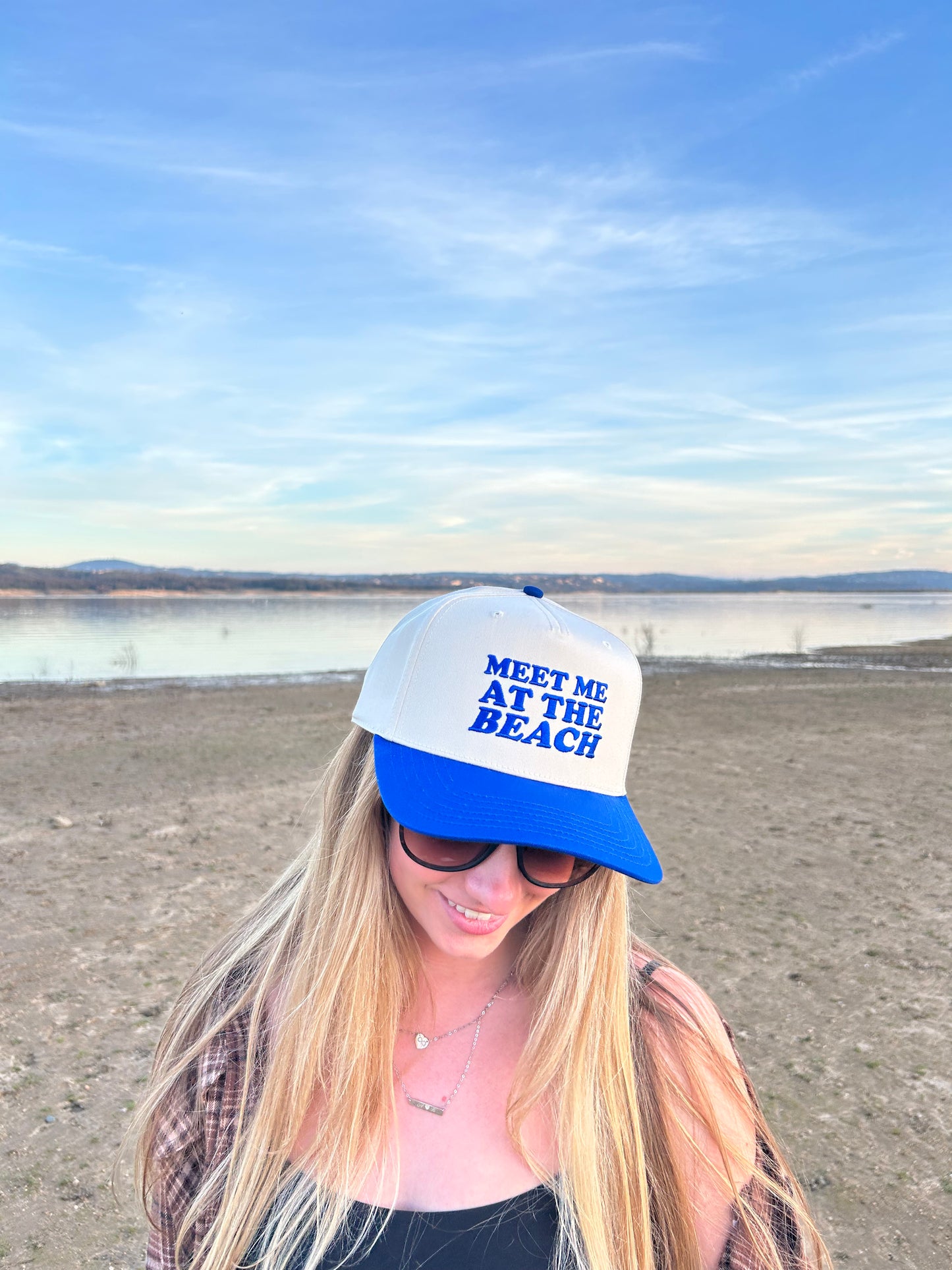 "Meet Me at the Beach" Royal blue Two Tone Five Panel Cap