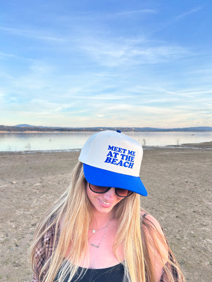 "Meet Me at the Beach" Royal blue Two Tone Five Panel Cap