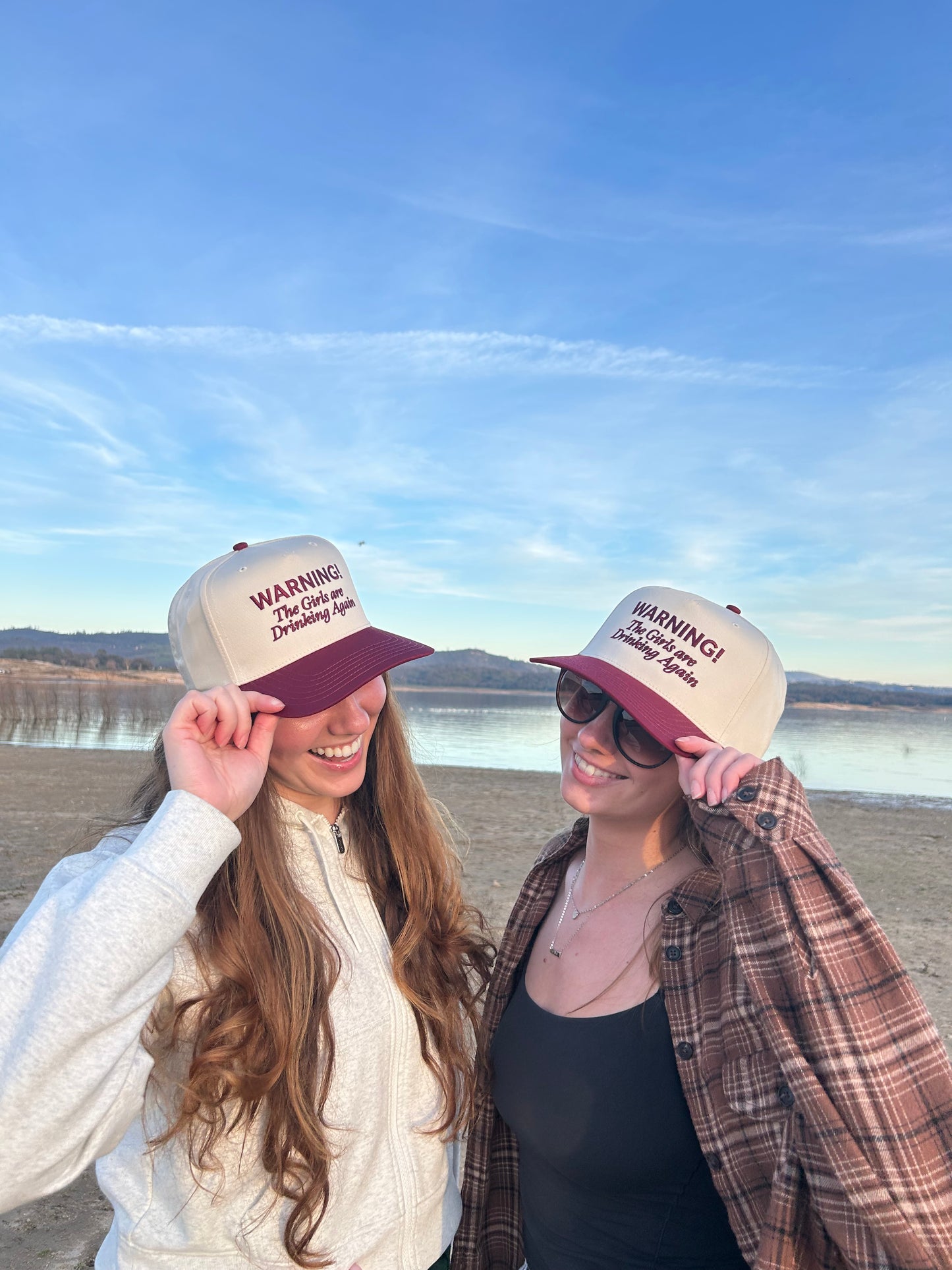 "Warning! The Girls are Drinking" Maroon Two Tone Five Panel Cap