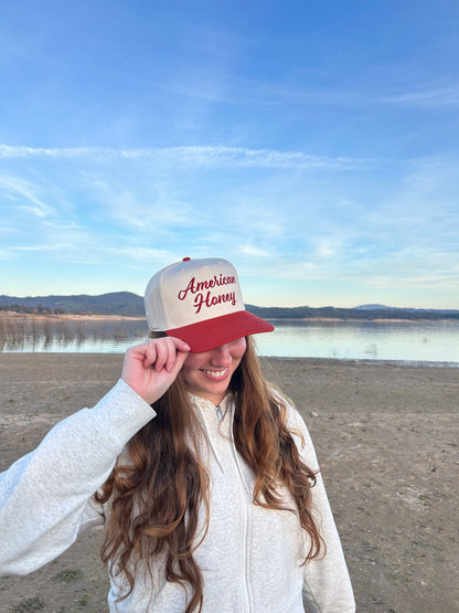 "American Honey" Red Two Tone Five Panel Cap