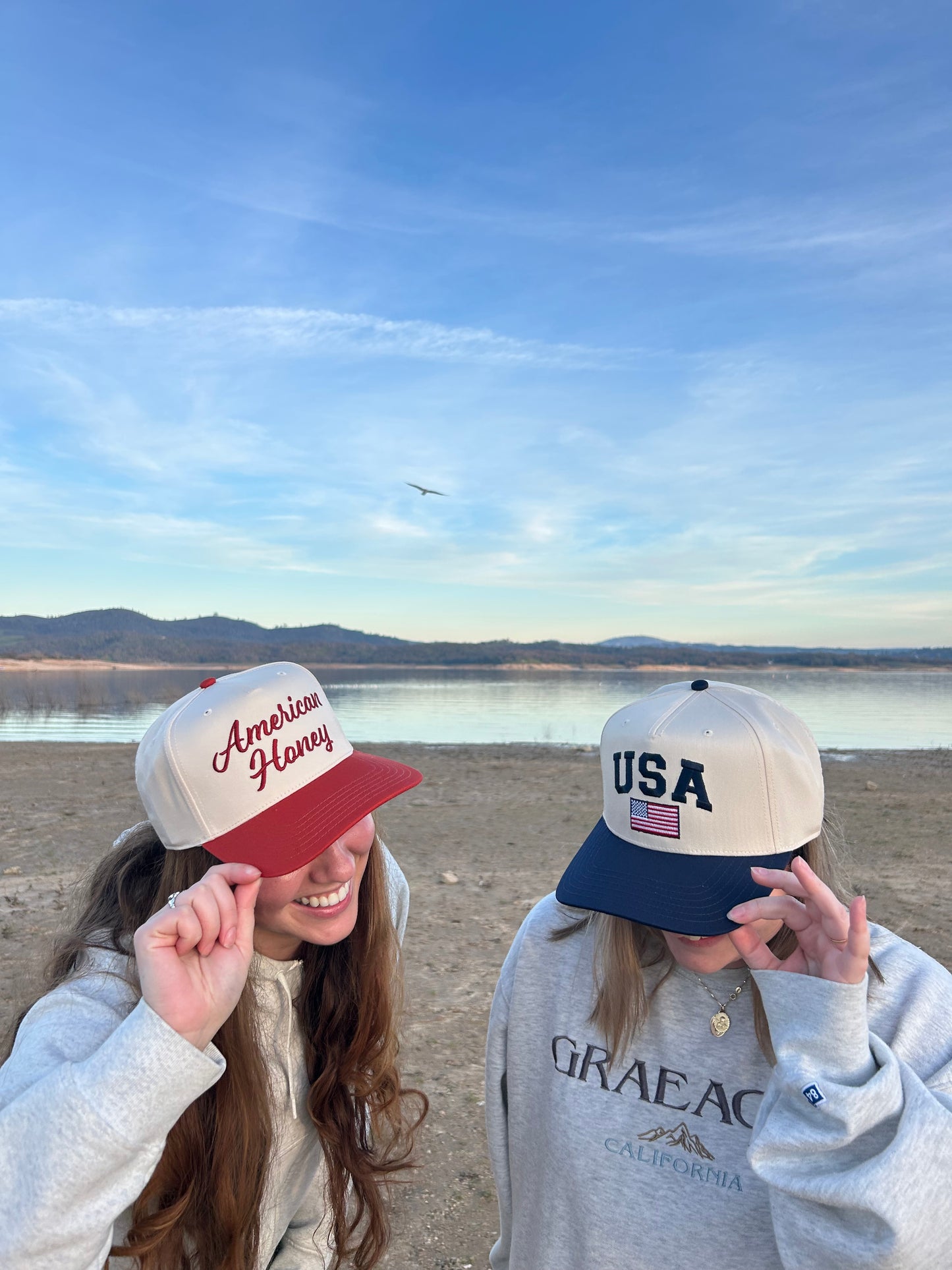 "USA American Flag" Navy blue Two Tone Five Panel Cap