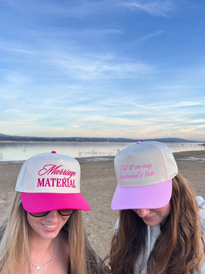 "Marriage Material" Hot pink Two Tone Five Panel Cap