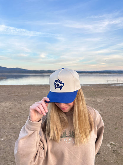 "Take it Easy" Royal blue Two Tone Five Panel Cap