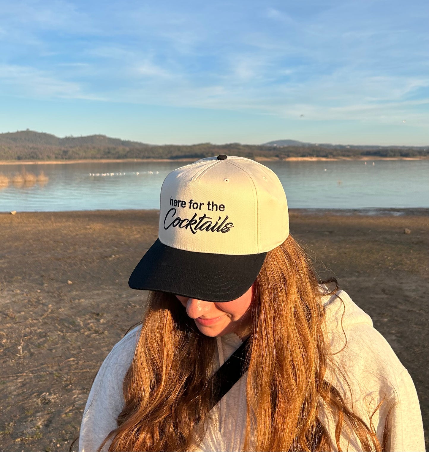 "Here for the Cocktails" Black Two Tone Five Panel Cap
