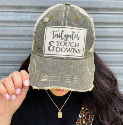 "Tailgates & Touchdowns" Distressed Trucker Cap