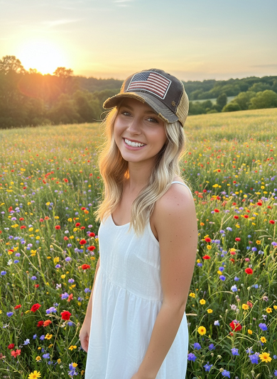 "American Flag USA" Vintage Distressed Trucker Cap