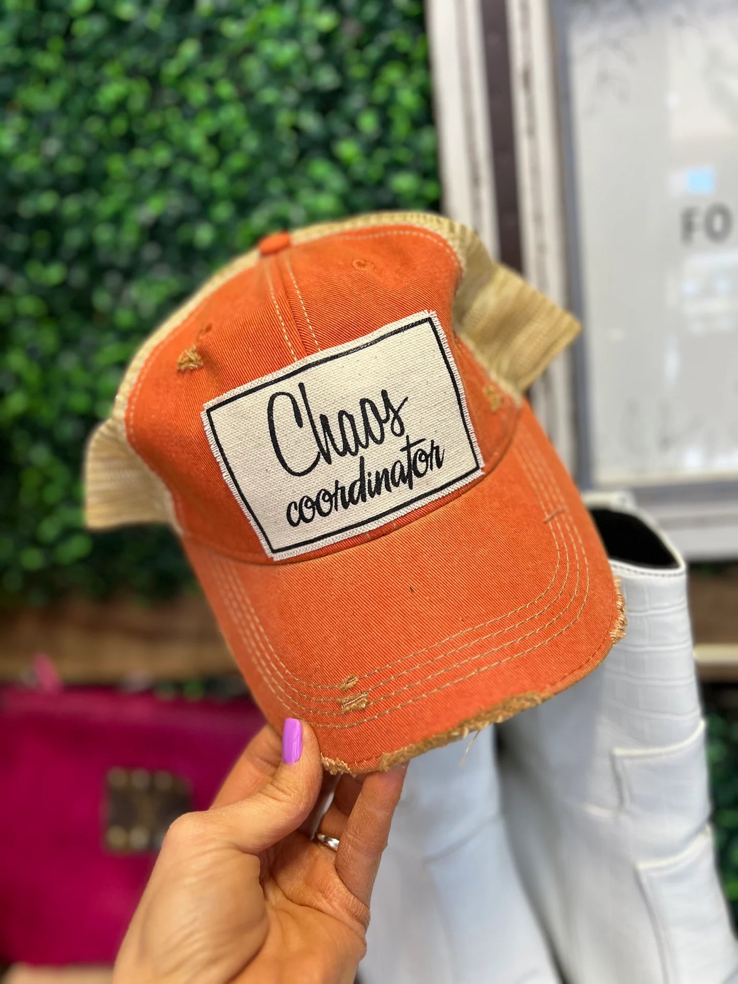 "Chaos Coordinator" Distressed Trucker Cap