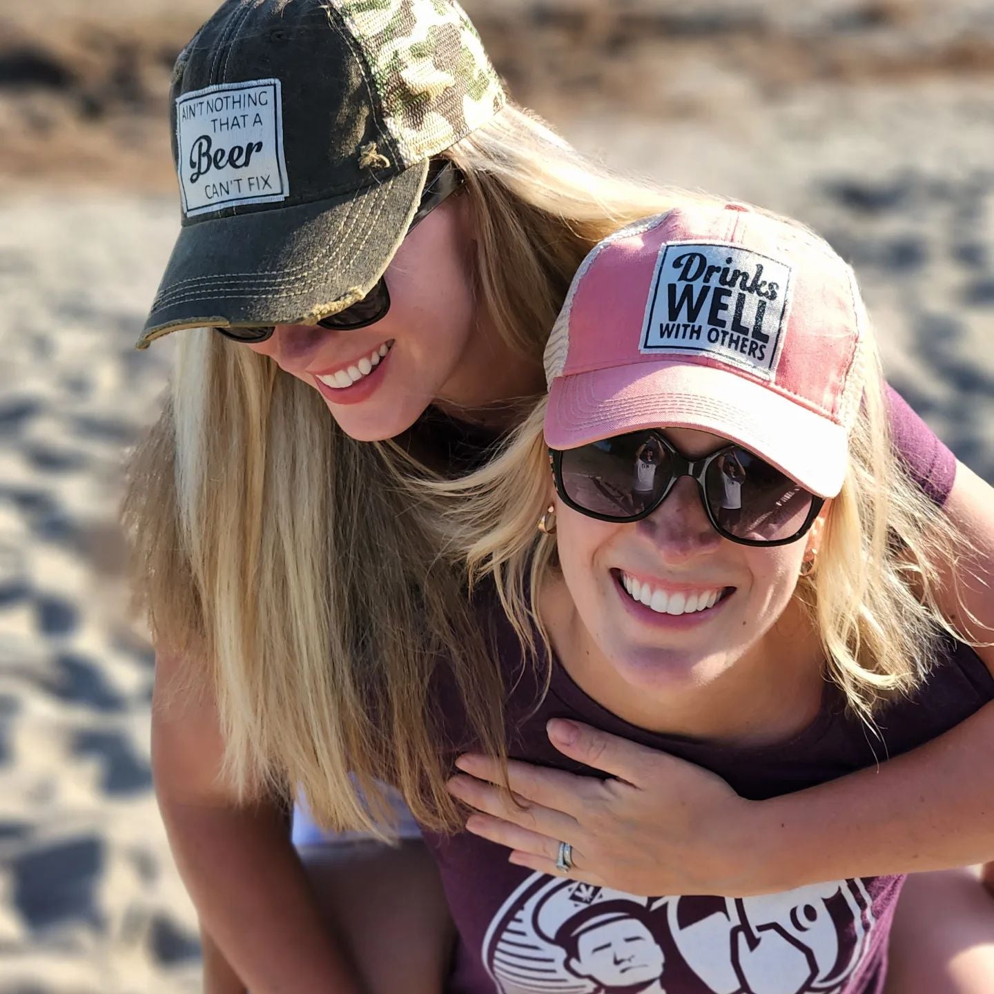 "Drinks Well With Others" Distressed Trucker Cap