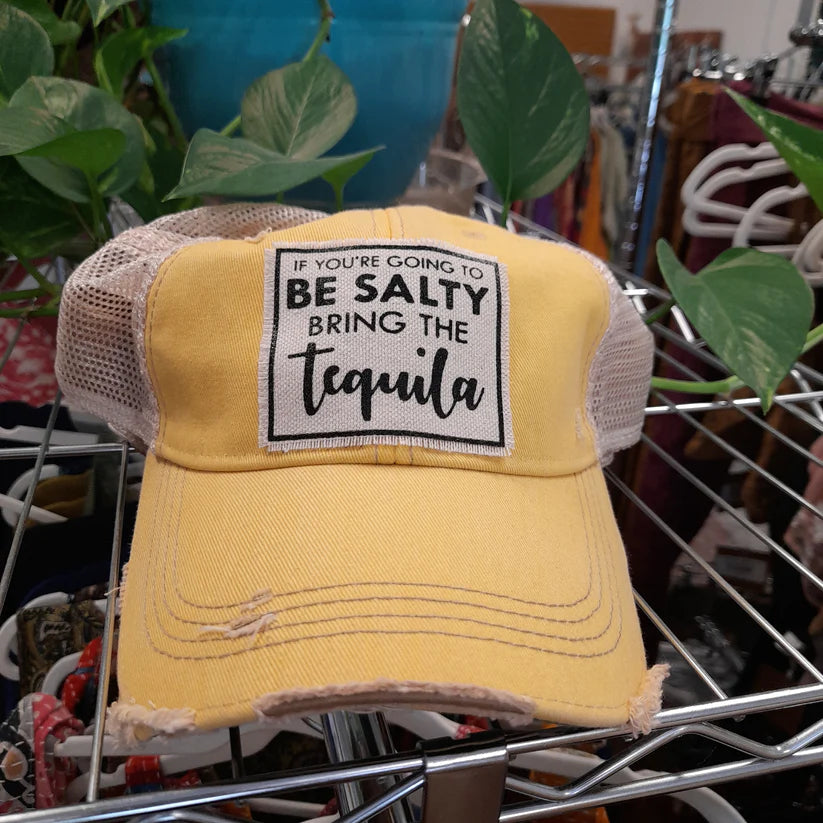 "If You're Going To Be Salty Bring The Tequila" Distressed Trucker Cap