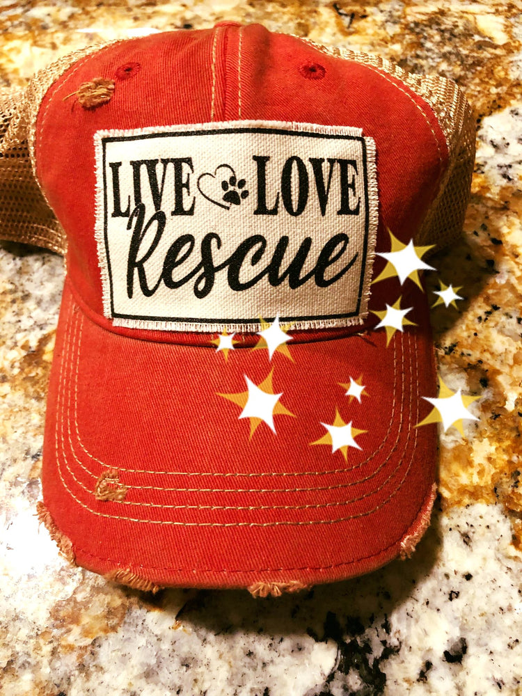 "Live Love Rescue" Distressed Trucker Cap