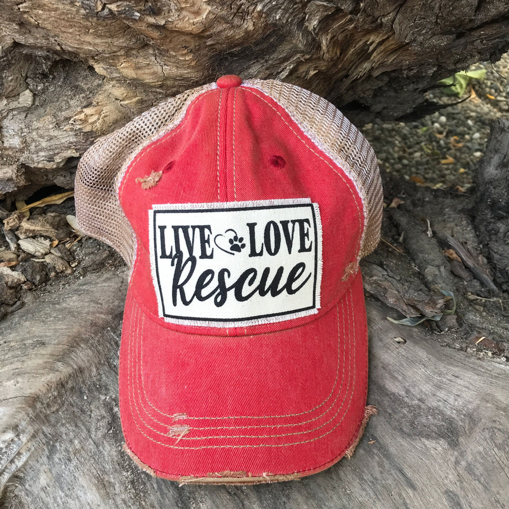 "Live Love Rescue" Distressed Trucker Cap