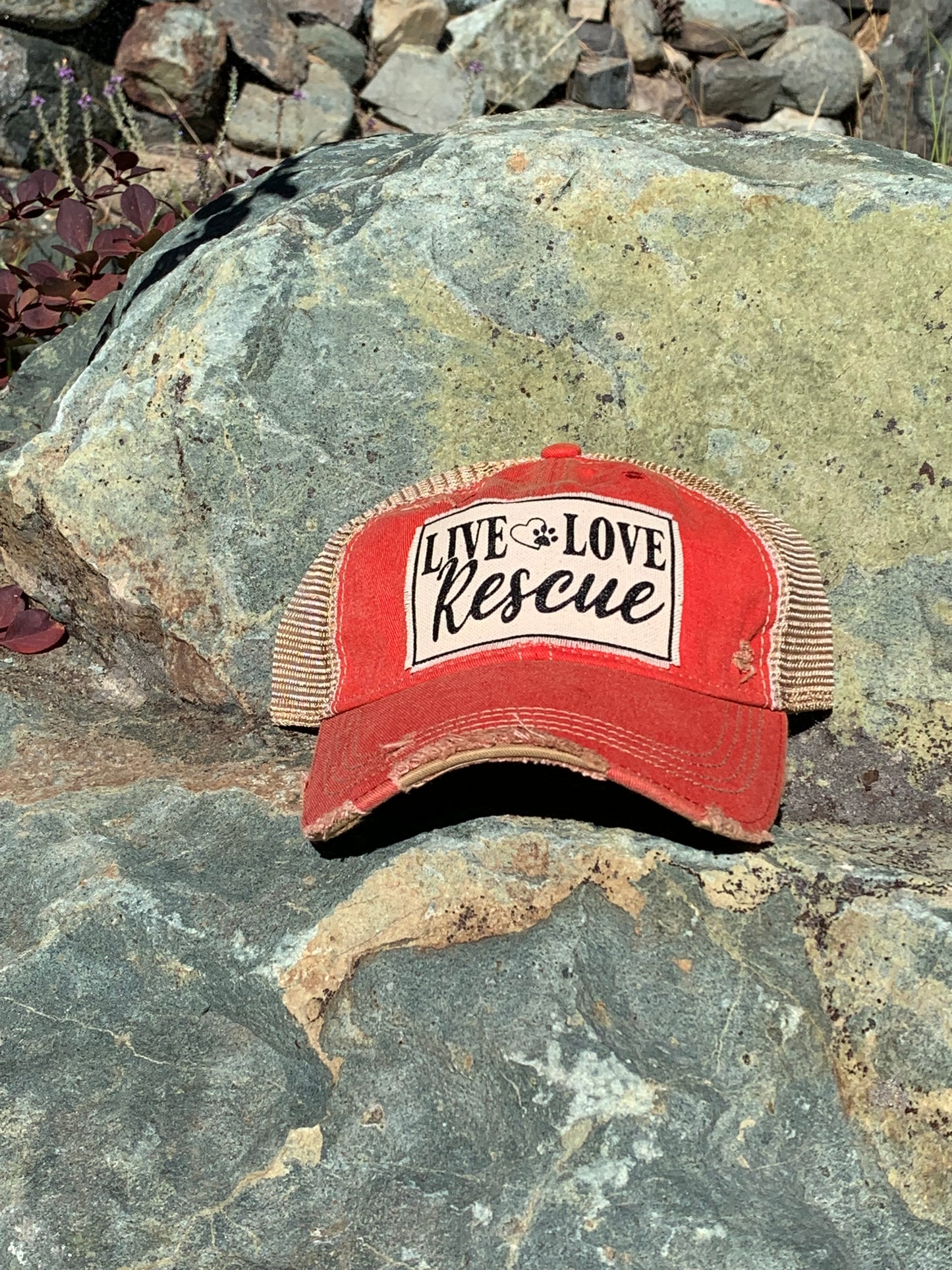 "Live Love Rescue" Distressed Trucker Cap