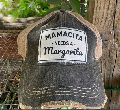 "Mamacita Needs A Margarita" Distressed Trucker Cap
