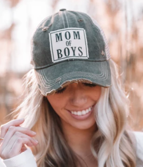 "Mom Of Boys" Distressed Trucker Cap