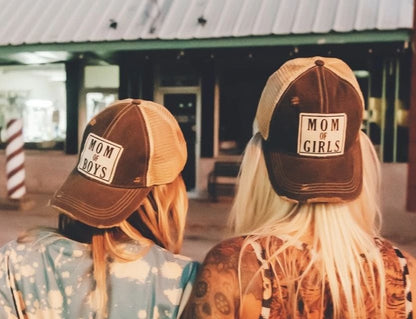 "Mom Of Girls" Distressed Trucker Cap