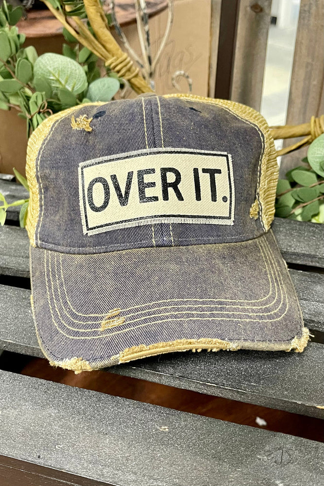 "Over It" Distressed Trucker Cap