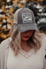 "Stressed Blessed & Coffee Obsessed" Distressed Trucker Cap