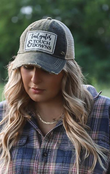 "Tailgates & Touchdowns" Distressed Trucker Cap