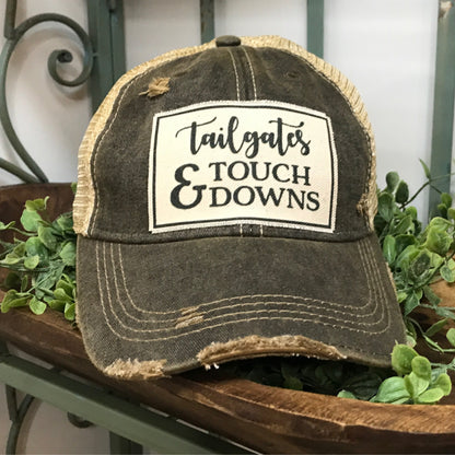 "Tailgates & Touchdowns" Distressed Trucker Cap