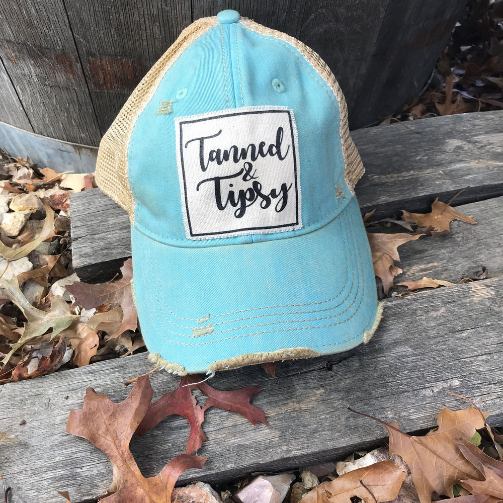 "Tanned & Tipsy" Distressed Trucker Cap