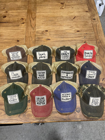 "Your Crazy Is Showing You Might Want To Tuck That In" Distressed Trucker Cap