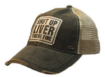 "Shut Up Liver Your Fine" Distressed Trucker Cap