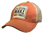 "Bad Decisions Make Good Stories" Distressed Trucker Cap
