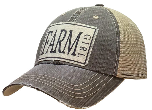 "Farm Girl" Distressed Trucker Cap