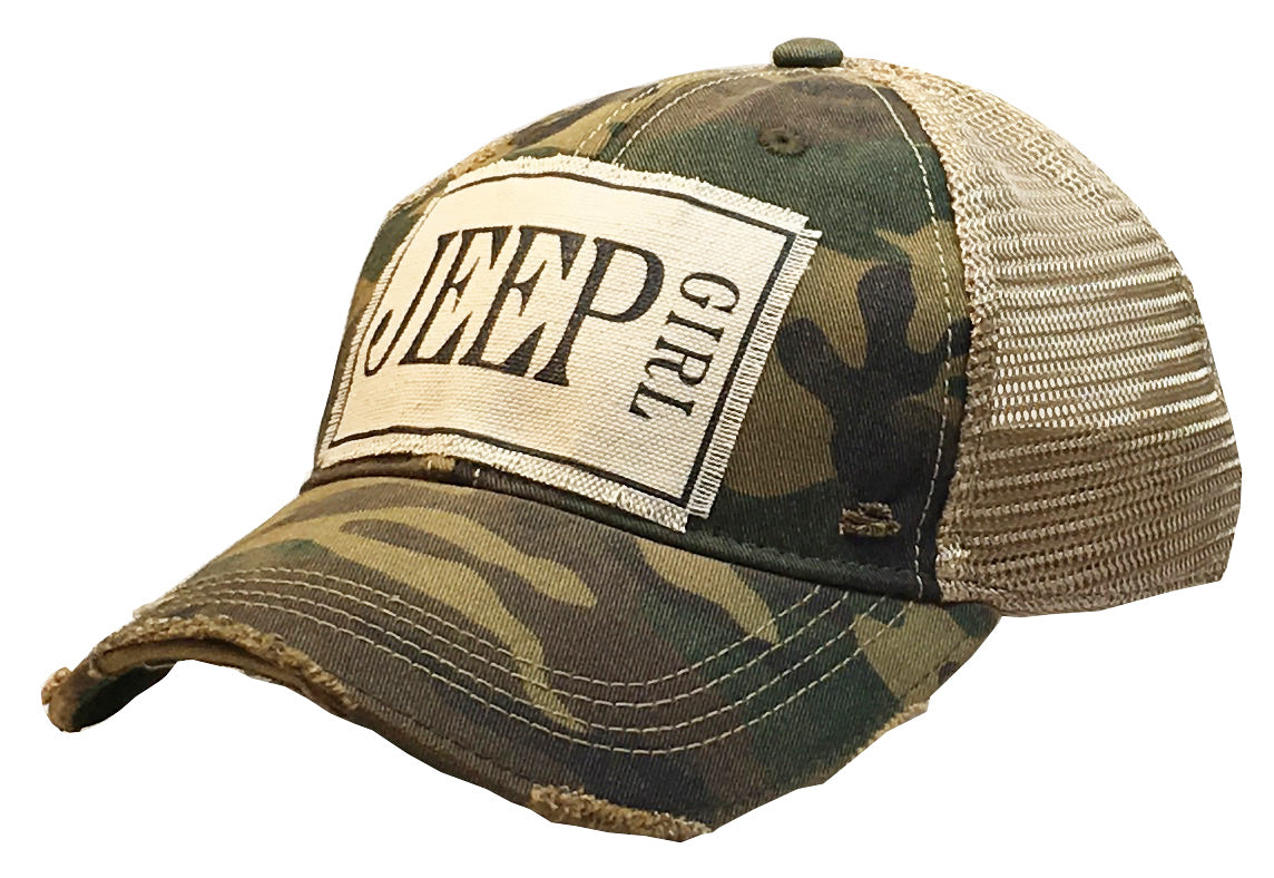 "Jeep Girl" Distressed Trucker Cap