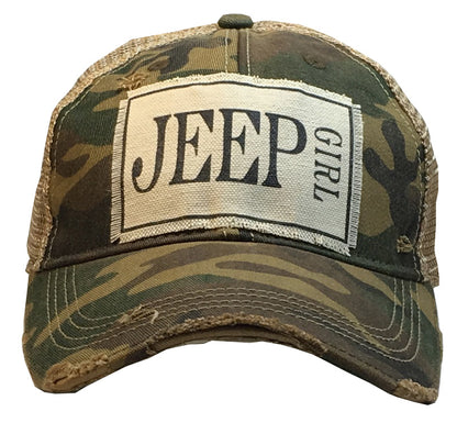 "Jeep Girl" Distressed Trucker Cap