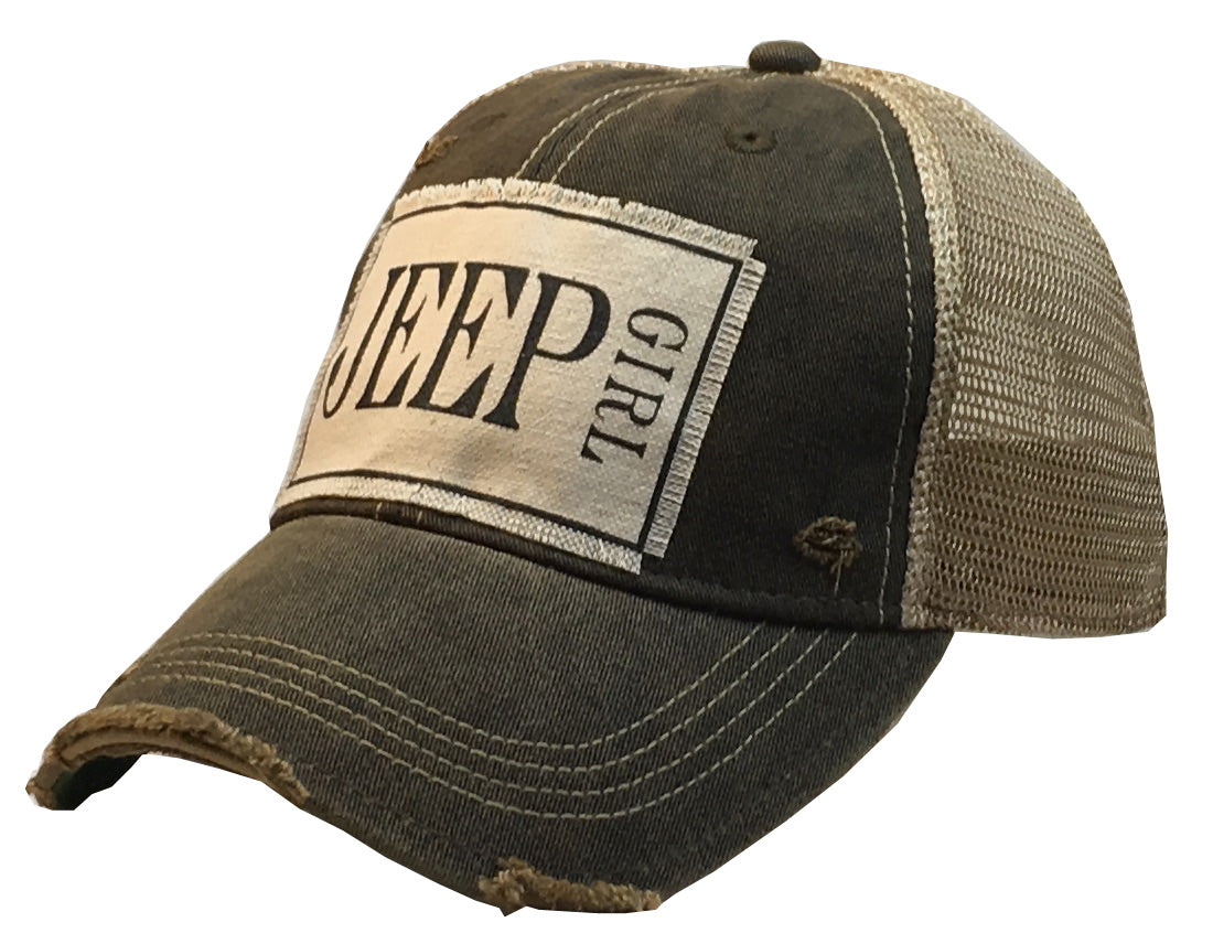 "Jeep Girl" Distressed Trucker Cap