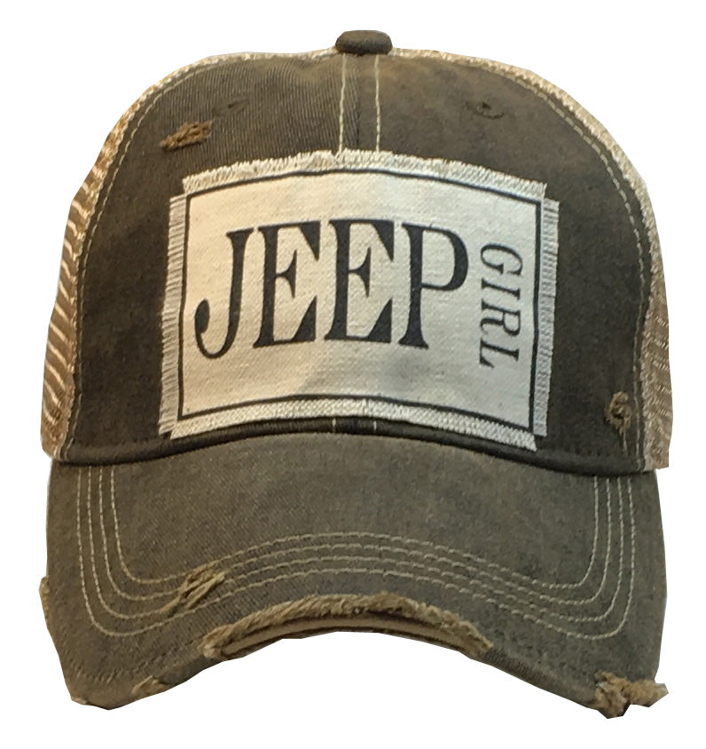 "Jeep Girl" Distressed Trucker Cap
