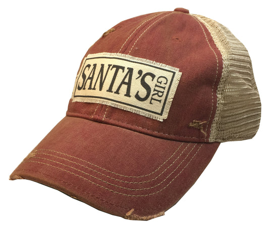 "Santa's Girl" Distressed Trucker Cap